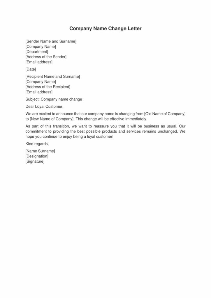 Company Name Change Letter