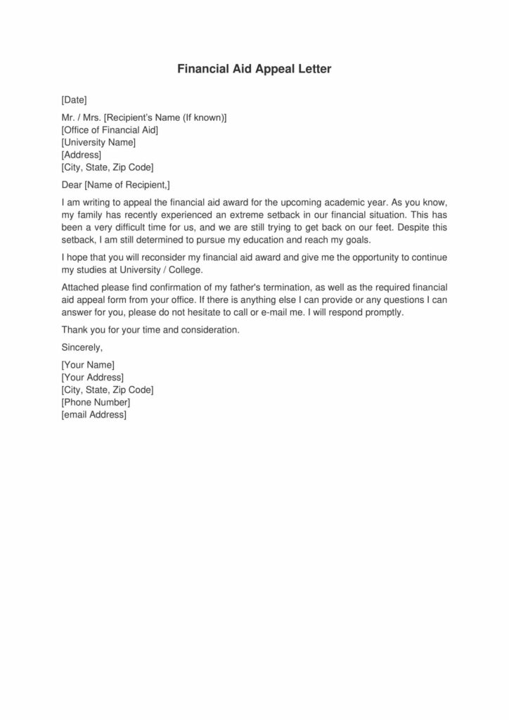 Financial Aid Appeal Letter