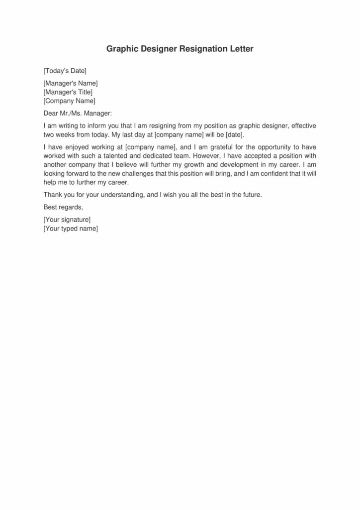 Graphic Designer Resignation Letter