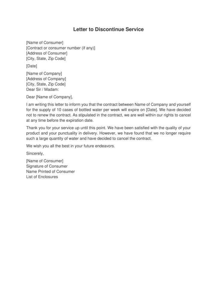 Letter to Discontinue Service