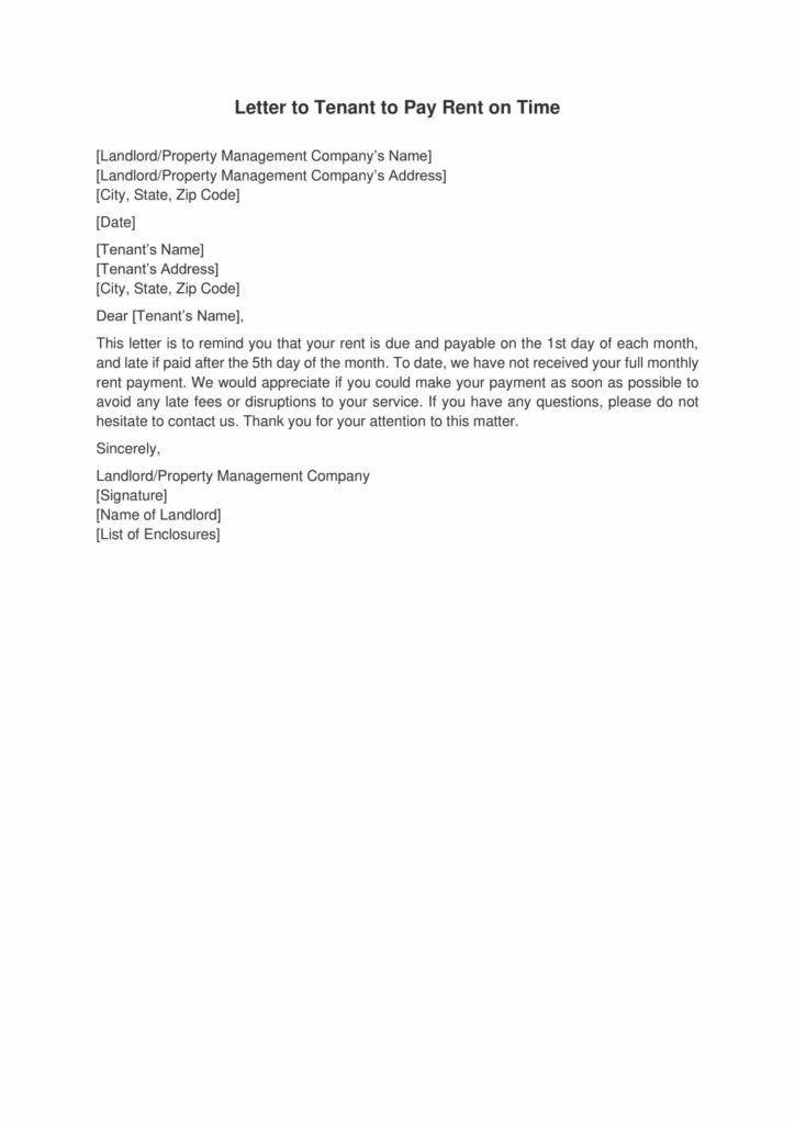 Letter to Tenant to Pay Rent on Time