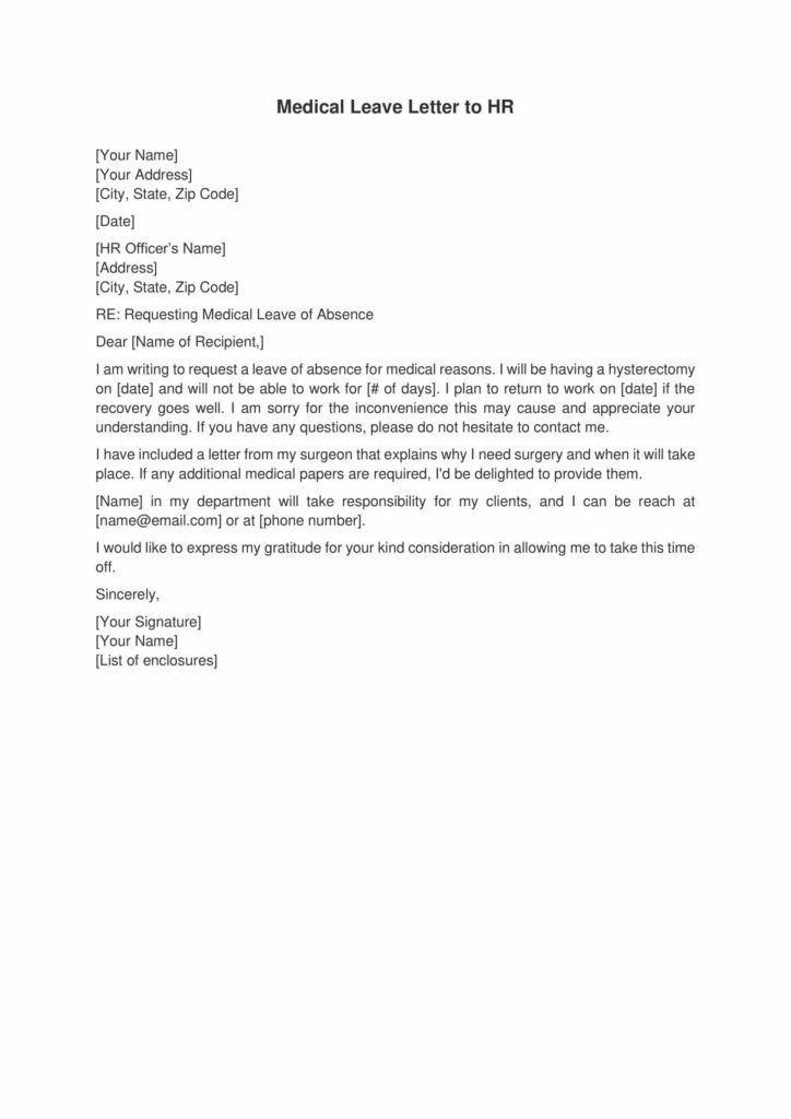 Medical Leave Letter to HR