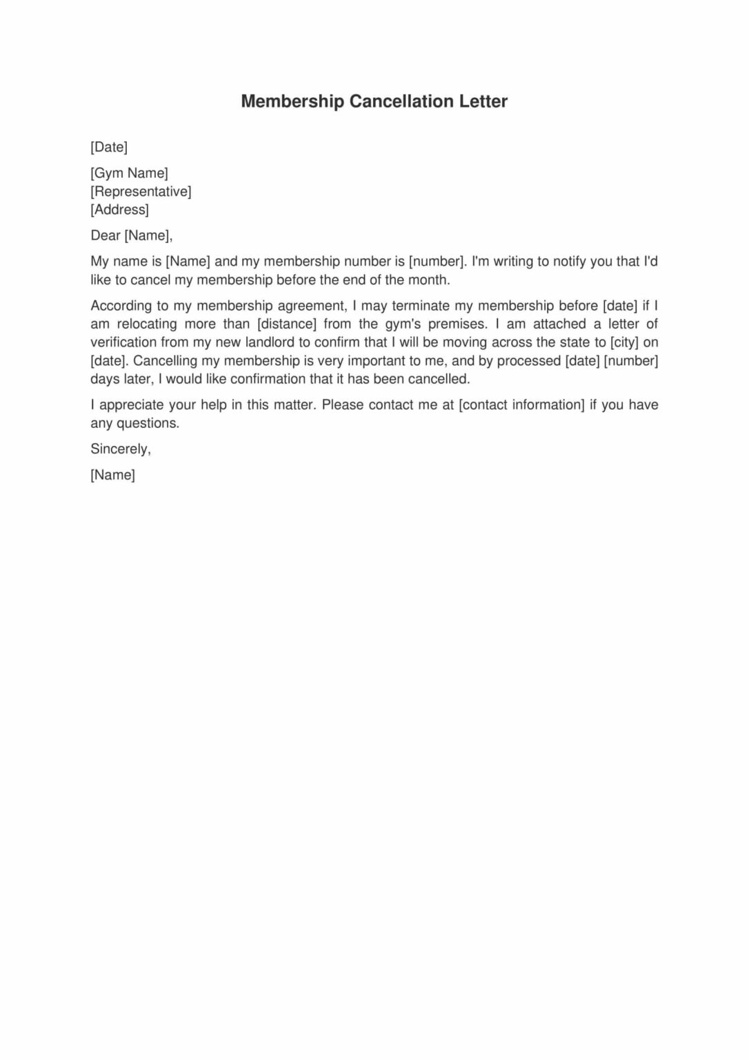 Membership Cancellation Letter - Draft Destiny