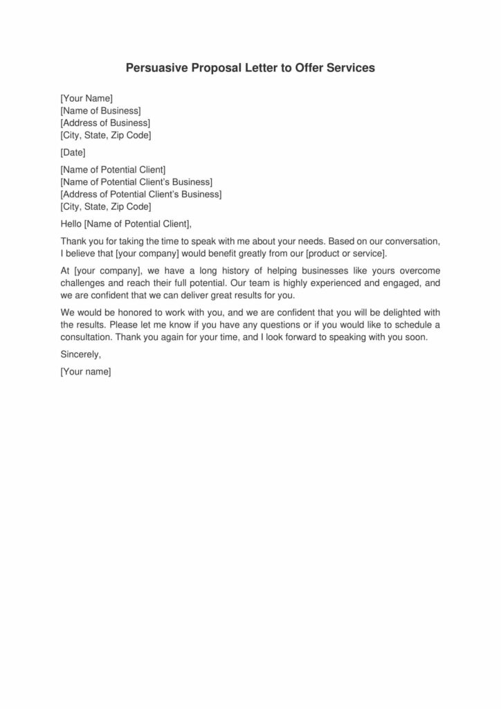 Persuasive Proposal Letter to Offer Services