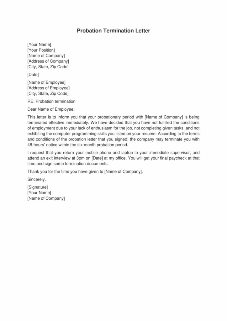 Probation Termination Letter