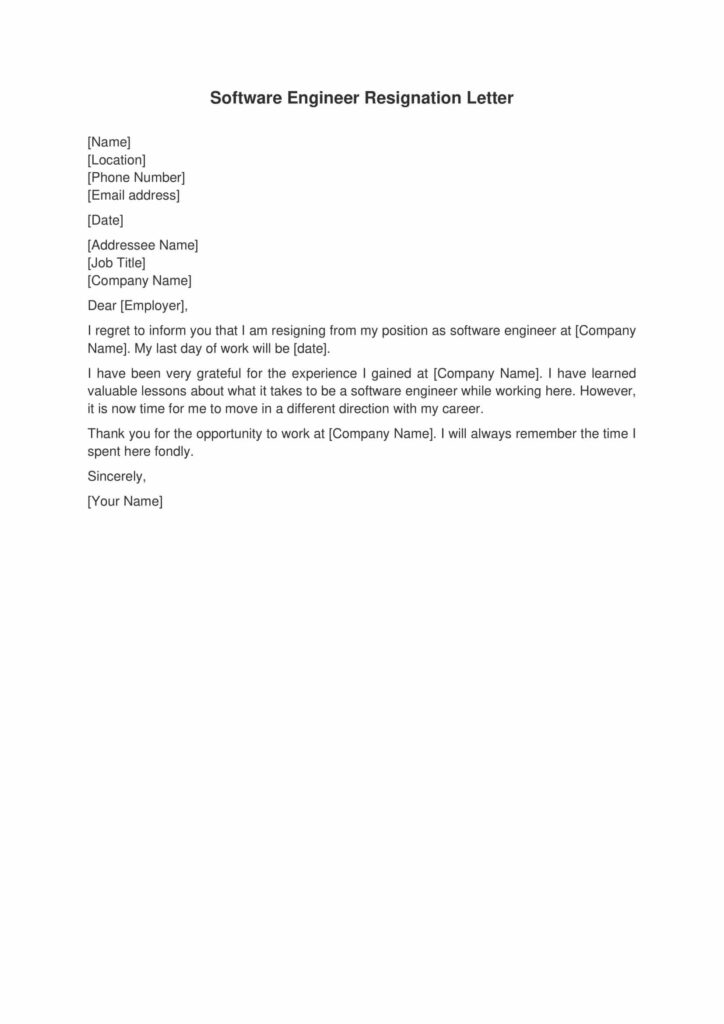 Software Engineer Resignation Letter-