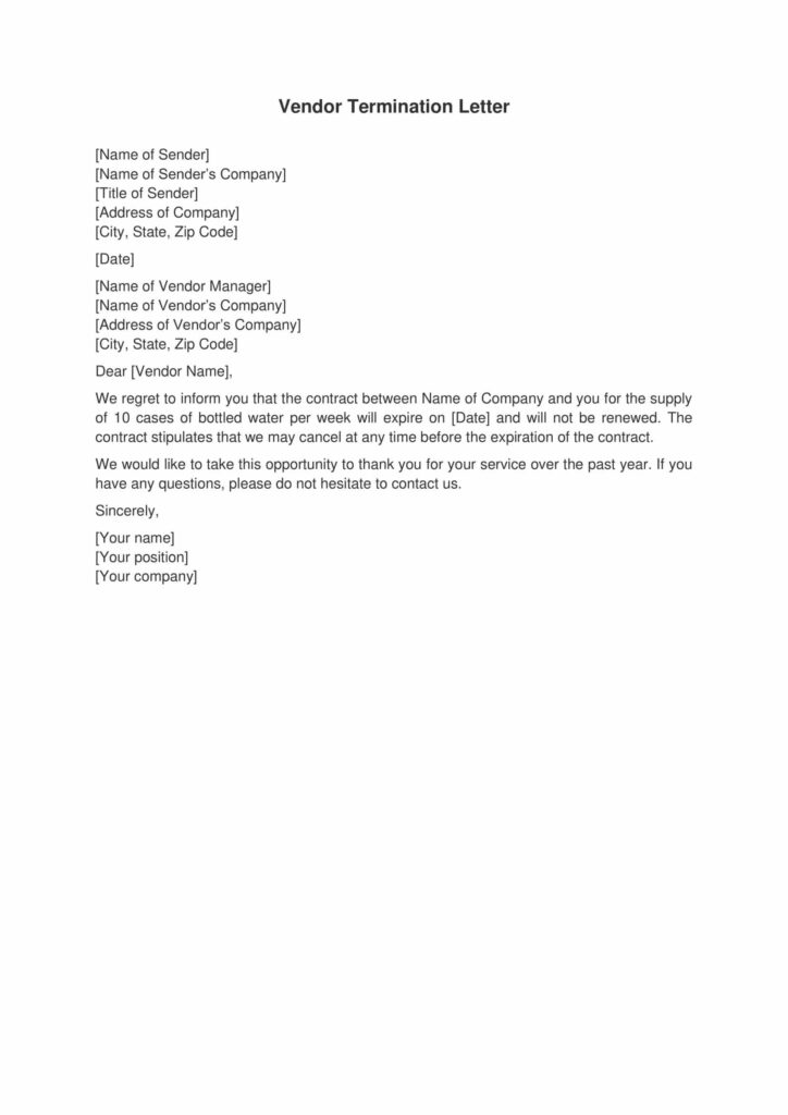 Vendor Termination Letter